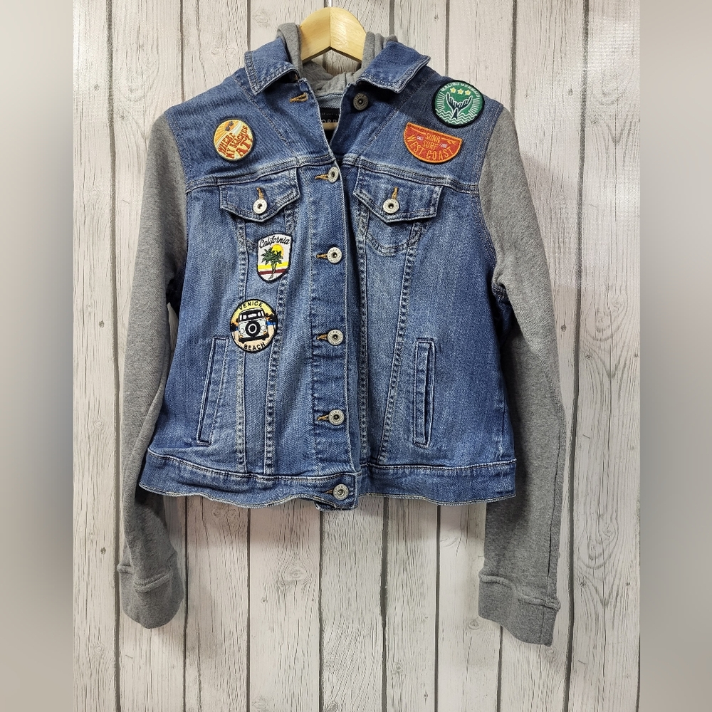 Torrid Jean Jacket with sweatshirt sleeve and hood
